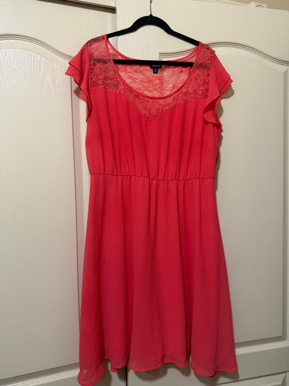 torrid Coral Lace Yoke Midi Dress